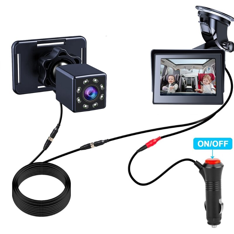 Caméra de tableau de bord DVR pour voiture, 5 pouces, pour bébé, avec fonction de Vision nocturne HD, affichage miroir