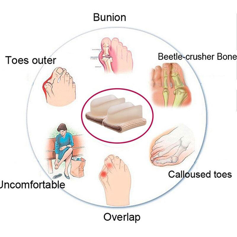 Alisador de dedos de los pies, almohadilla de silicona suave para juanetes, separador de dolor de pies, herramienta para el cuidado de los pies, 1 par