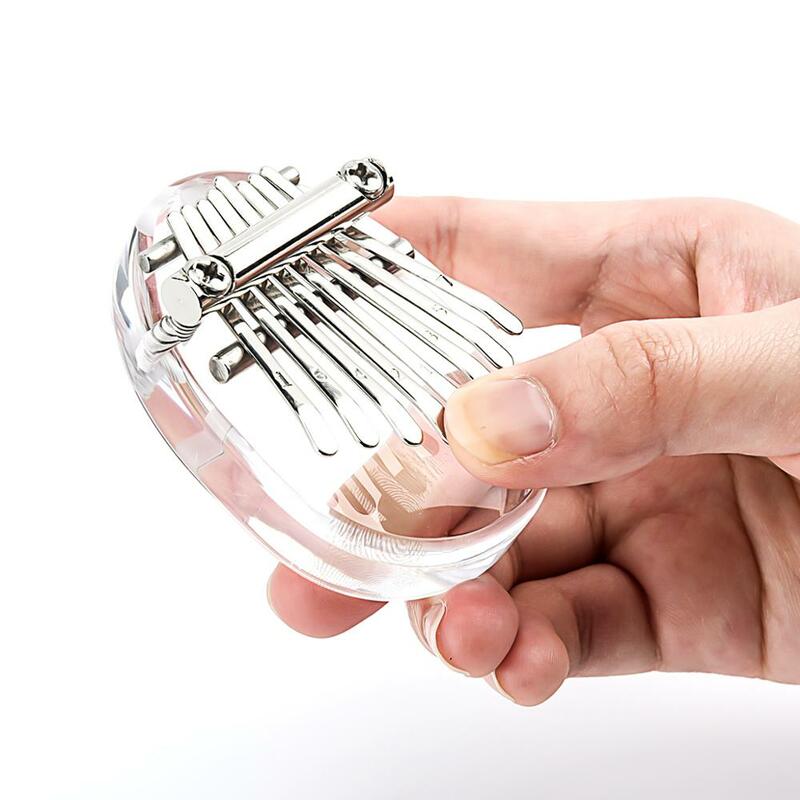 Piano de kalimba transparente de cristal acrílico, instrumento de kalimba de mini dedo de 8 teclas