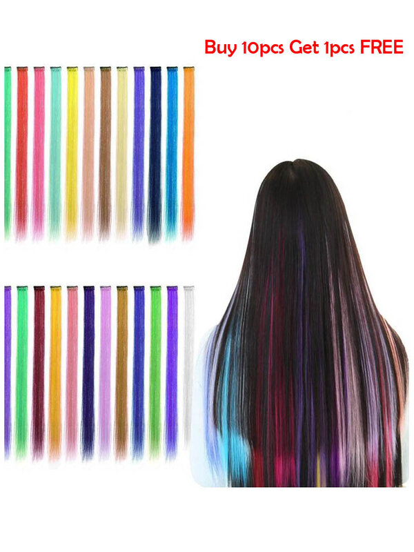 Coolhair Clip in un pezzo di capelli arcobaleno estensioni dei capelli lisci Ombre rosa blu viola capelli finti sintetici