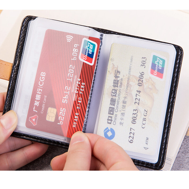 Multifuncional cartão de crédito carteira multi-cartão de banco conjunto de cartão de couro masculino e feminino titular do cartão de visita para 26 cartões
