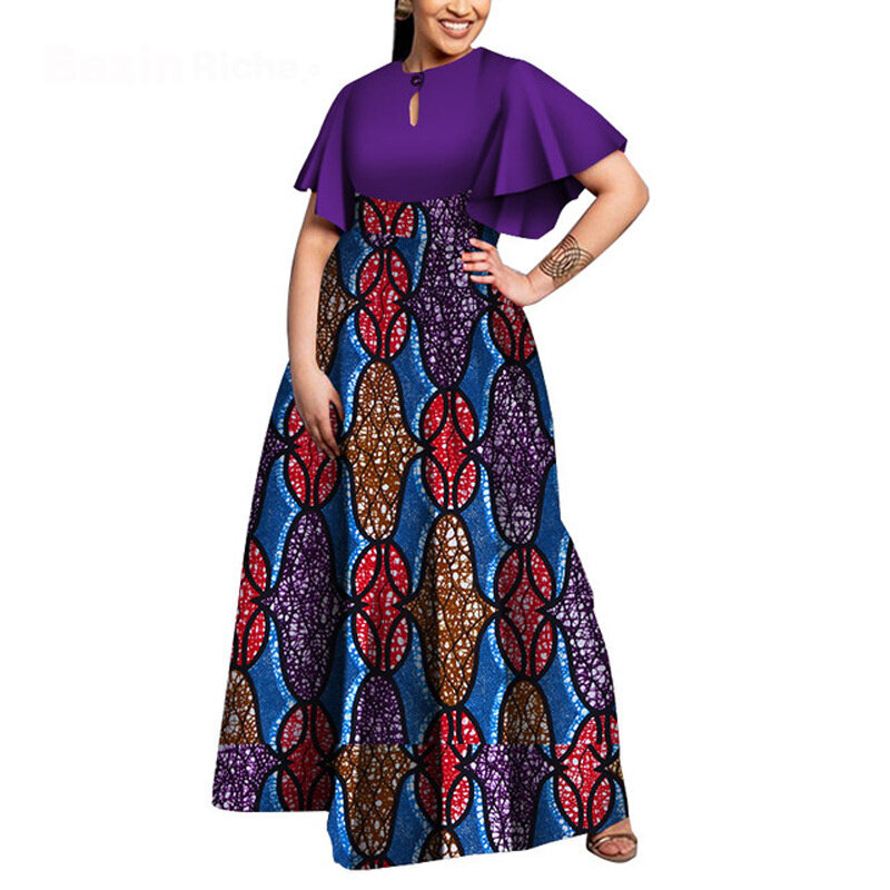 SHZQ Summer African Dresses for Women 2021 New Fashion Robe Long Dress Print Bazin Vestidos Dashiki Party African Clothes