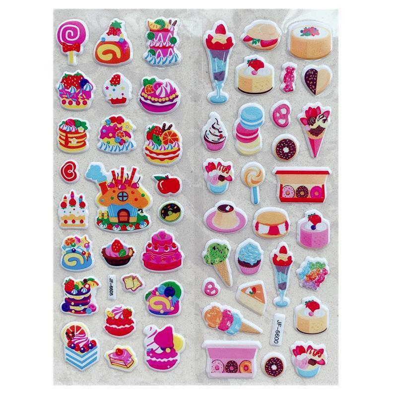 Bolo de sorvete, alimentos, fruta, três-dimensional 3d bolha de tinta adesiva, crianças, decoração fofa, brinquedo ambiental de colar