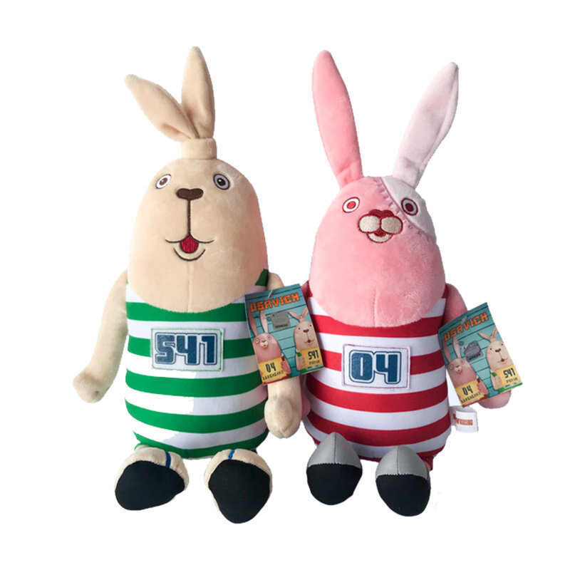 20/47cm nuovo cartone animato rosso verde prigione coniglio peluche carino morbido coniglietto di pezza bambole per il regalo di compleanno del bambino