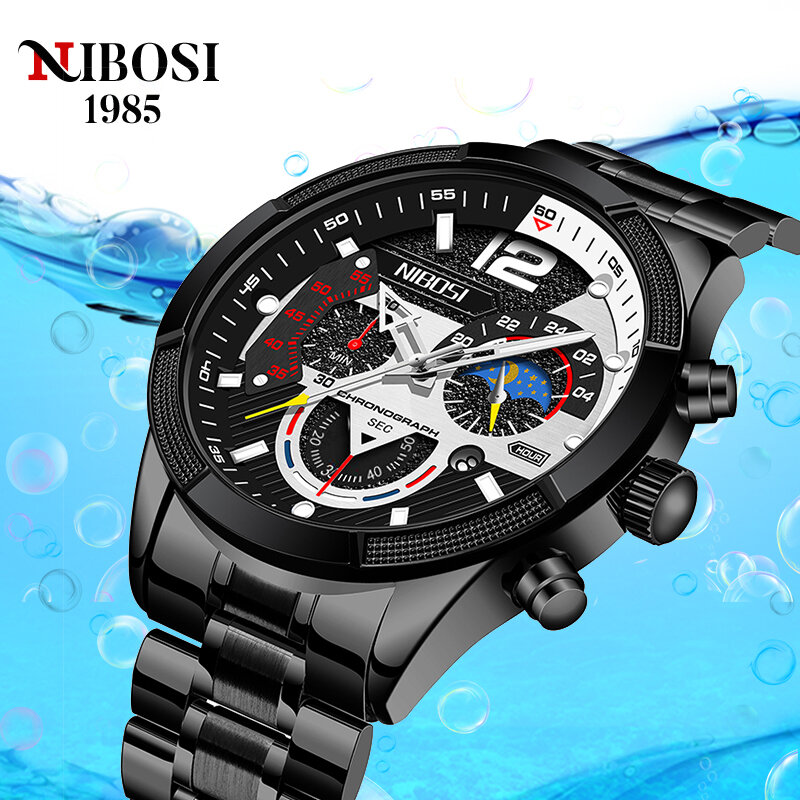 NIBOSI-reloj deportivo de cuarzo para hombre, cronógrafo luminoso, de negocios, resistente al agua, seis indicadores, novedad, 2021