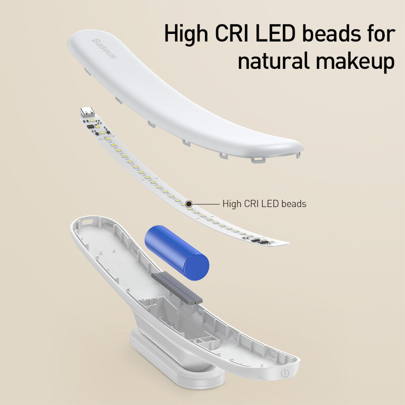 Baseus — Lampe LED de maquillage USB pour miroir de courtoisie, dispositif à lumière réglable portable pour salle de bains, table de toilette, coiffeuse