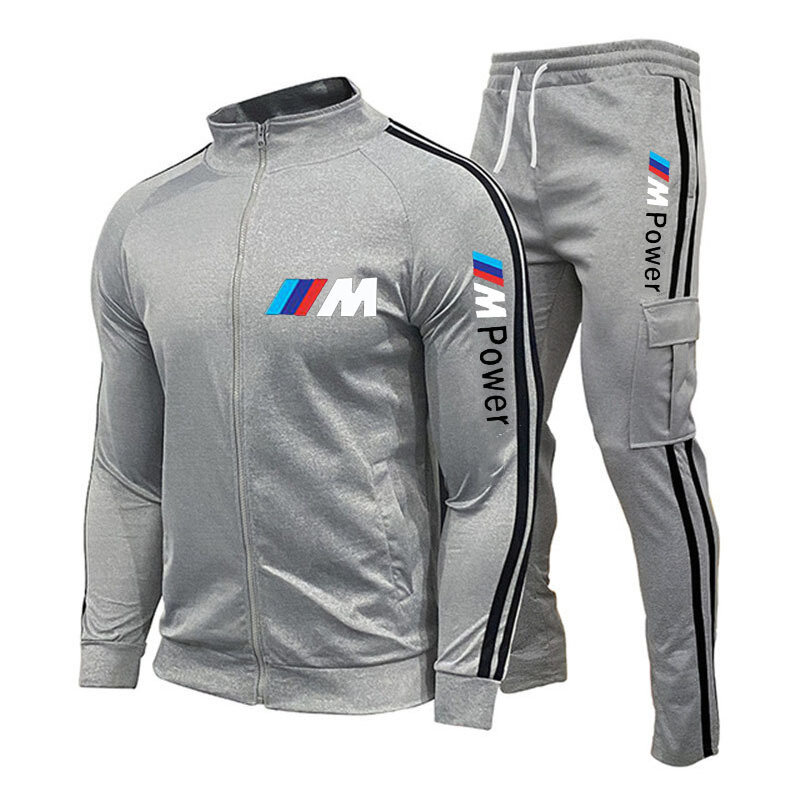 Мужской спортивный костюм из двух предметов, повседневная толстовка на молнии с капюшоном и штаны для бега, 2021