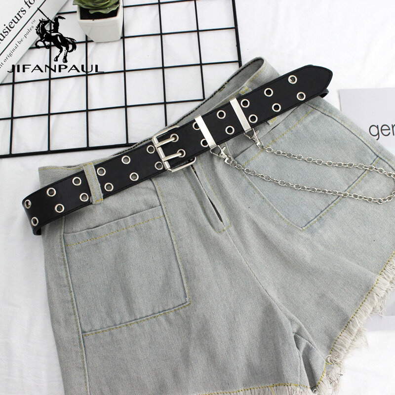 JIFANPAUL belts for women Genuine Leather Belts Chain fashion punk style Pin Buckle Belt luxury brand women belts free shipping