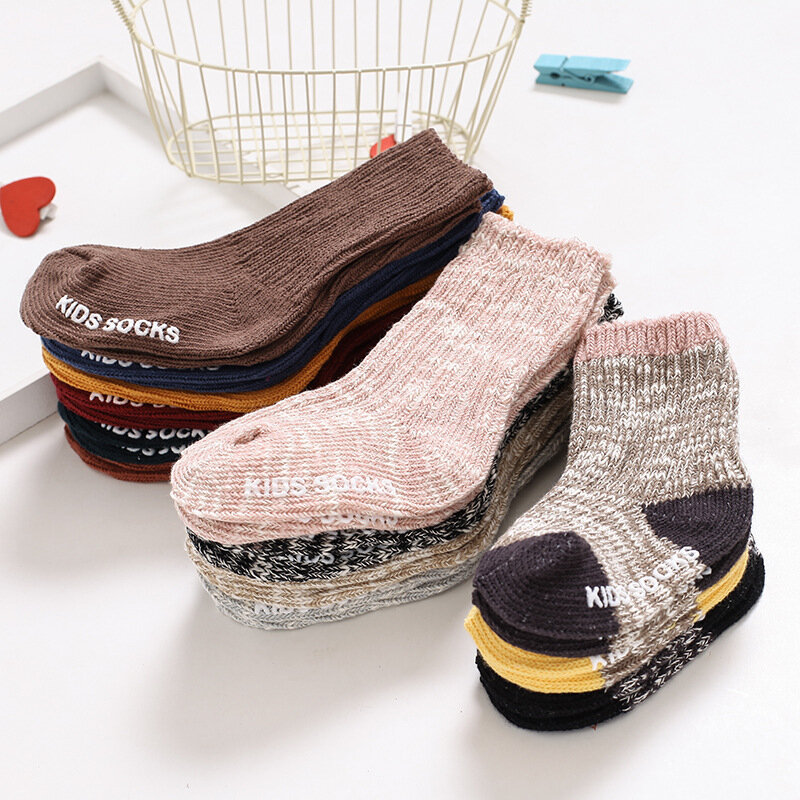 Плотные нескользящие носки для малышей осенне-зимние носки теплые носки-тапочки для маленьких мальчиков и девочек одежда для малышей Аксес...