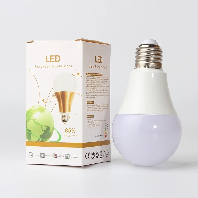 Plastic Three-Color Changing LED Bulb E27 Screw Energy Saving Lamp Household Ultra-Bright LED Light Bulb High Power Light Source
