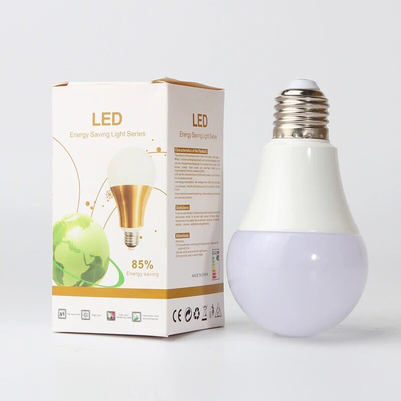 Lampadina a LED a tre colori in plastica E27 vite lampada a risparmio energetico lampadina a LED Ultra luminosa per uso domestico sorgente luminosa ad alta potenza