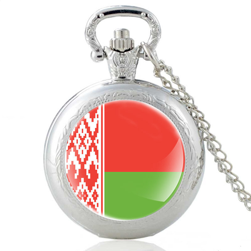 Bendera Kuarsa Belarusia Klasik Antik Jam Saku Pria Wanita Reto Perunggu Hadiah Perhiasan Kalung Liontin