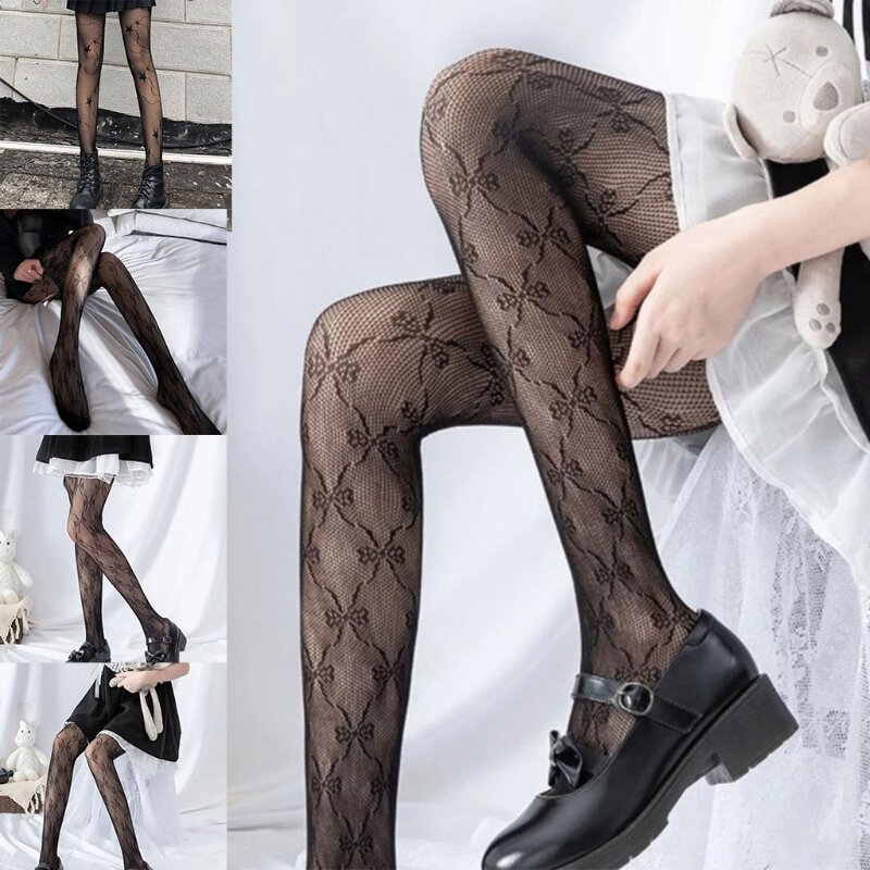 Y166 Women's Jacquard Weave Pantyhose Mesh Tights Breathable Long Fishnet Stocking Sexy Pantyhose Lingerie Hosiery