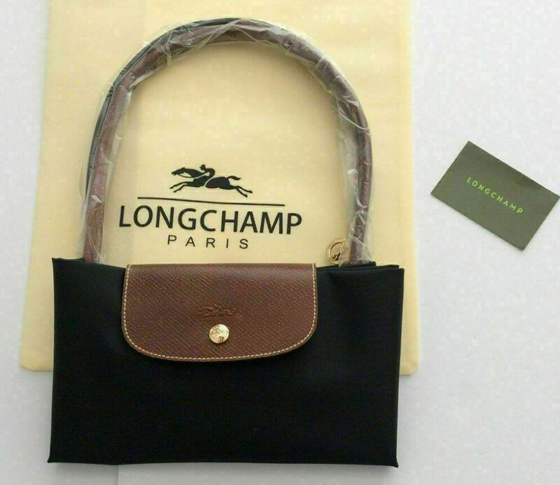 Autentik Klasik Wanita Baru Warna Hitam Longchamp Le Pliage Nilon Tas Tangan Tas Ukuran Besar/Kecil Tas Selempang untuk Wanita