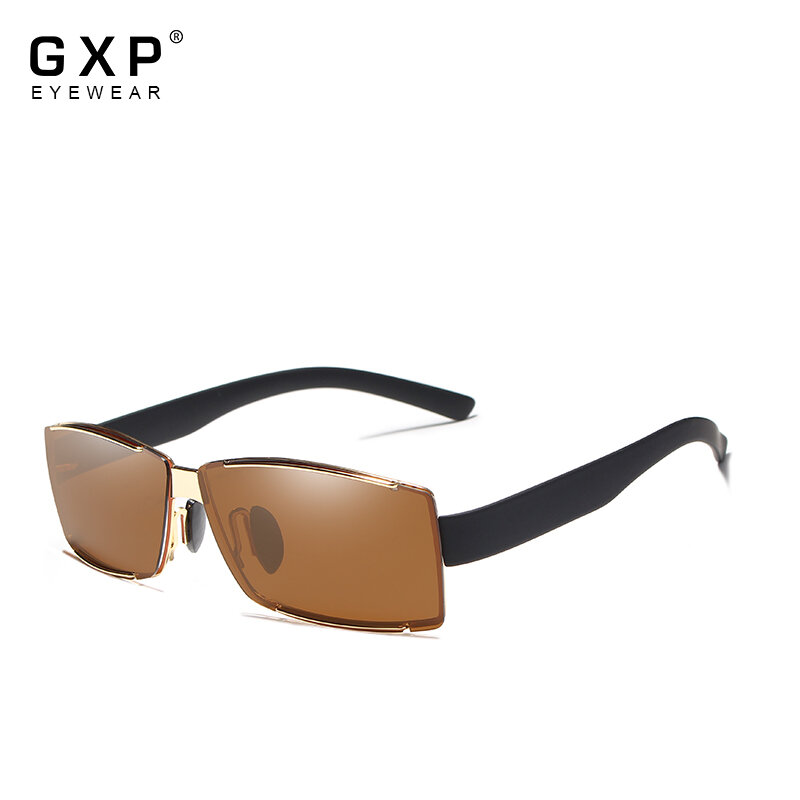 Óculos de sol sem aro retrô polarizado gxp, óculos masculino retangular uv400