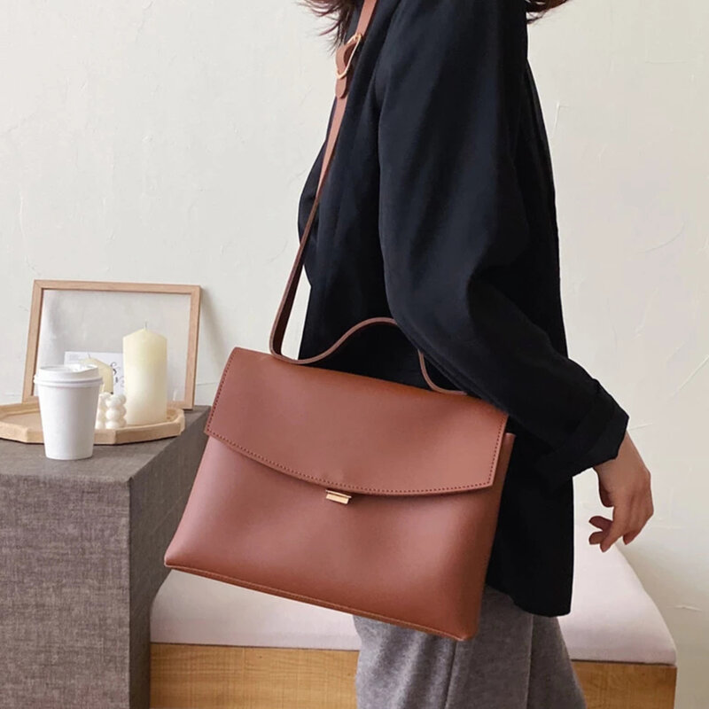 Bolso de mano Vintage de cuero PU para mujer, bolsa de mensajero de alta calidad de Color sólido, bolso bandolero de diseño Simple