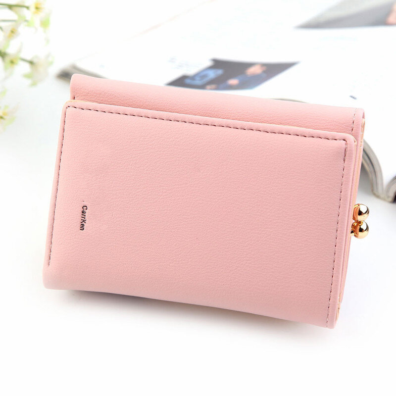 Wallet Women 2021 Lady Short Women Wallets Black Red Color Mini Money Purses Small Fold PU Leather Female Coin Purse Card Holder