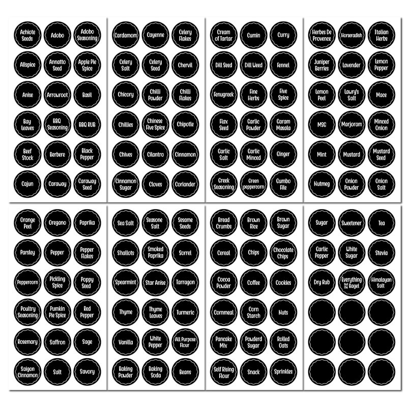 Étiquettes autocollantes pour épices, 144 pièces, pour tableau noir, ensemble d'autocollants ronds de 1.5 pouces pour garde-manger, étanche, Organization des épices, bouteilles, bocaux