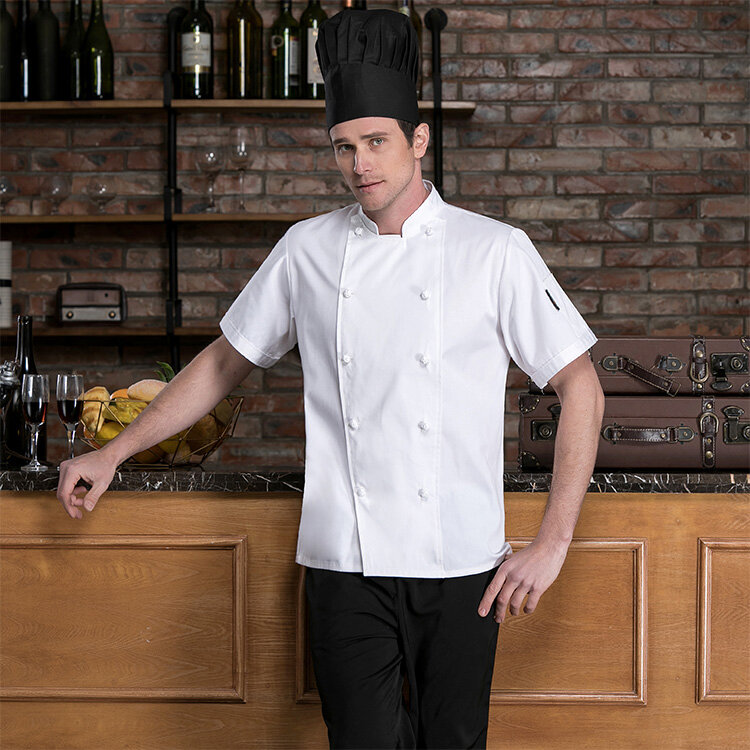 Uniforme da cuoco all'ingrosso Unisex ristorante cucina traspirante camicia doppio petto Chef abiti da lavoro Hotel cucina uniforme da cuoco
