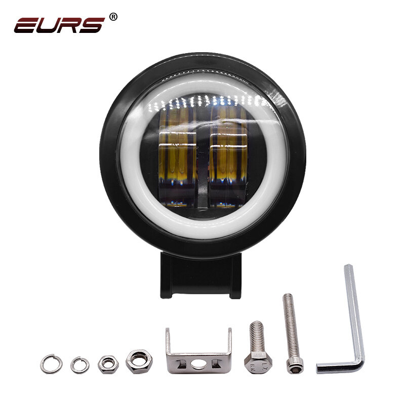 EURS-مصباح عمل LED دائري ، مقاوم للماء ، 3 بوصة ، 12 فولت ، 24 فولت ، 6500 كيلو ، 20 واط ، عيون الملاك ، دراجة نارية ، الطرق الوعرة ، سيارة ، قارب