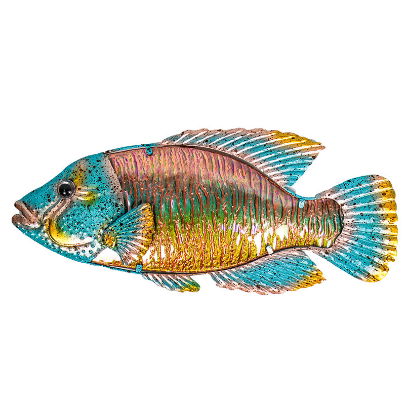 Metal Fish Wall Artwork for Home Garden Decoration Outdoor Animals and Miniature Garden Statues Sculptures for Yard Decoraition