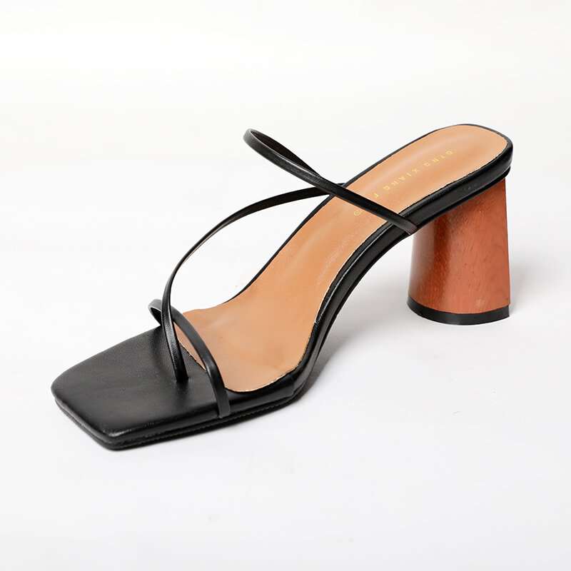 Topmanual sandálias de verão mulheres, sapatos de salto alto, chinelos femininos elegantes, chinelos de dedo aberto 2021