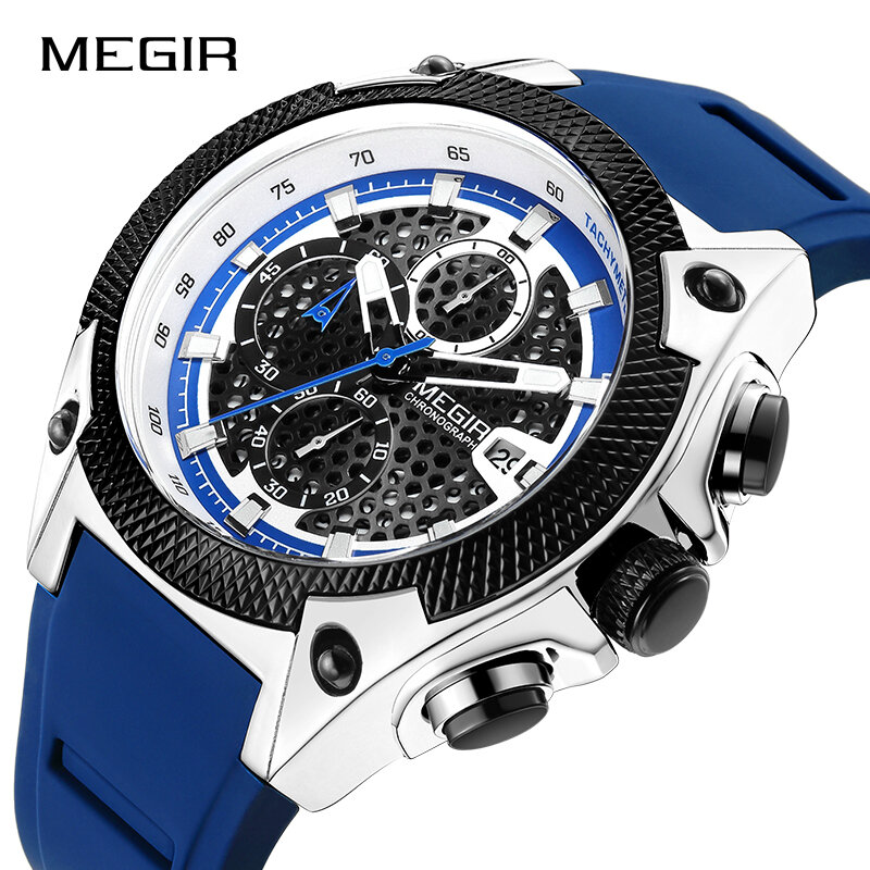 MEGIR – montre de sport pour hommes, marque de luxe, chronographe, horloge militaire, étanche, Quartz, Date, nouvelle collection