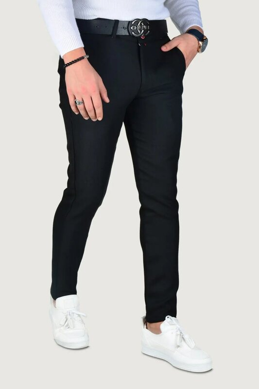 Męskie lniane spodnie 9Y-2200203-002 czarny