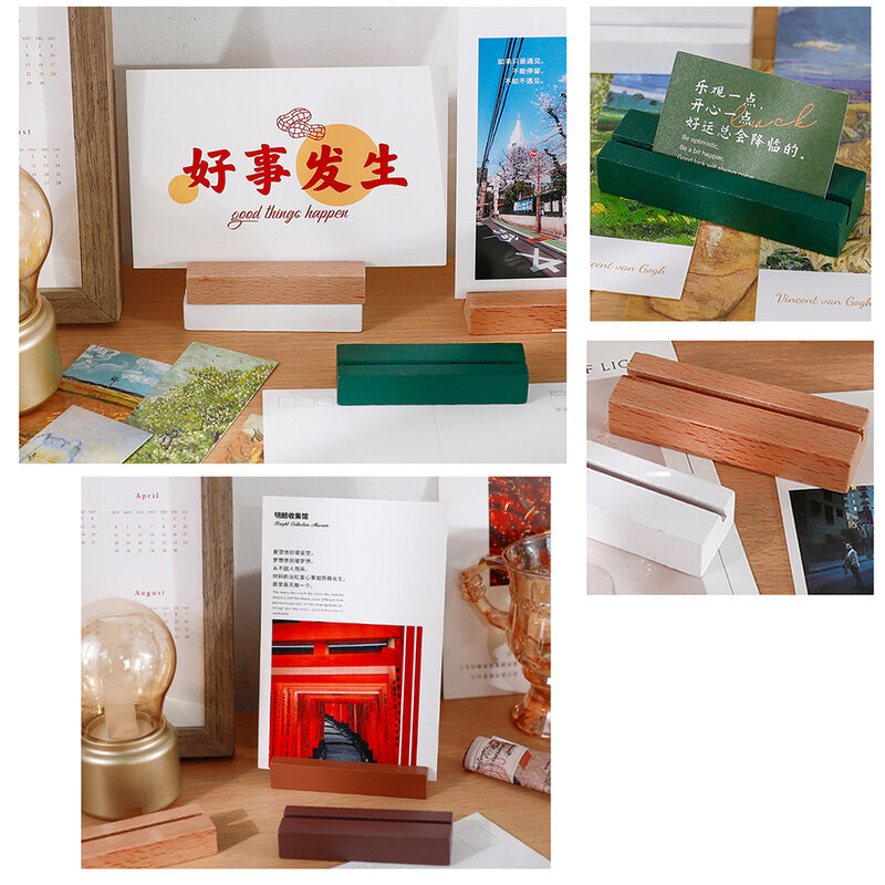 Portatarjetas de madera para escritorio, Clip de foto, mesa, soporte de escritorio