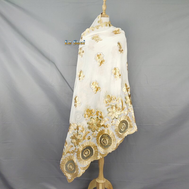 Alta qualidade lenço de algodão flor bordado dubai muçulmano africano islâmico turbante lenço de algodão macio ld433