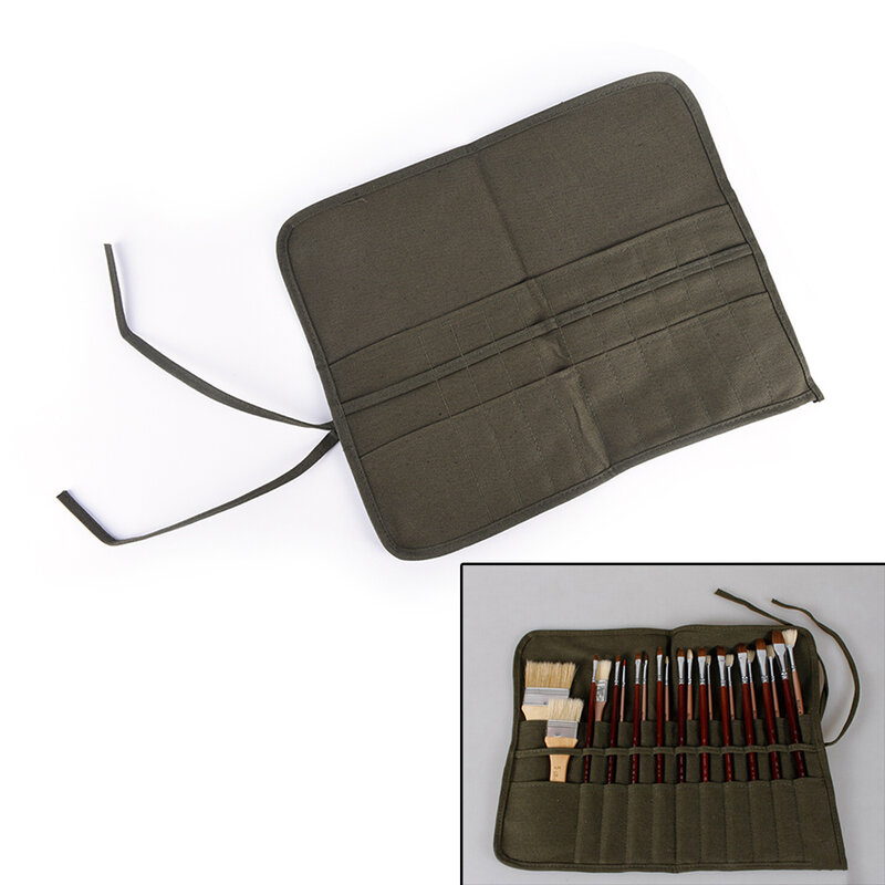 Army Green-estuche enrollable para pinceles, 1 unidad, para pinceles de pintura, acuarela, aceite, 41X33cm