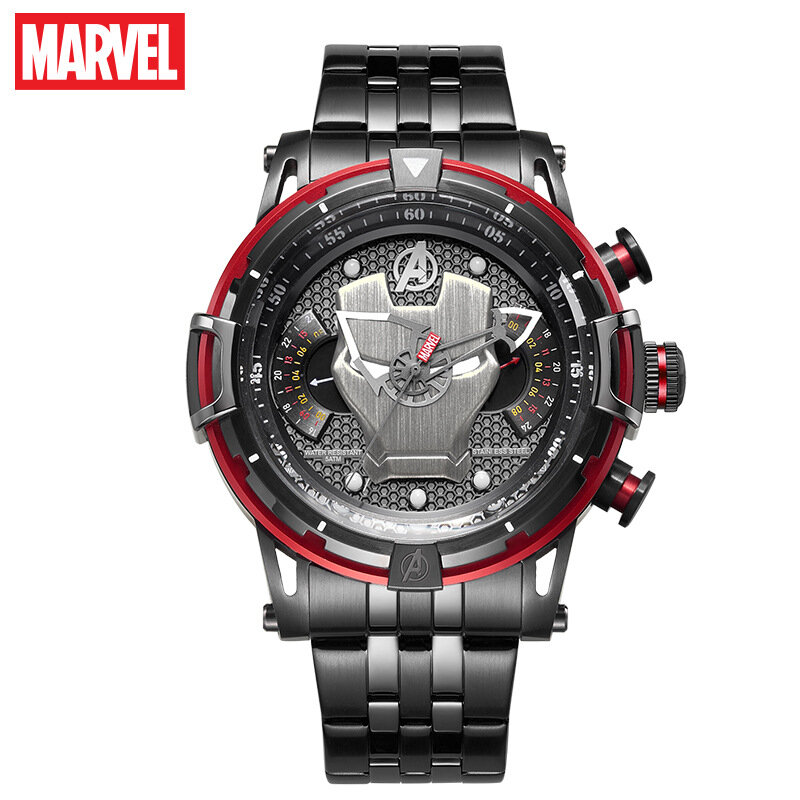 Часы мужские водонепроницаемые кварцевые, модные повседневные многофункциональные, 5 pin, с Марвел «Железный человек»