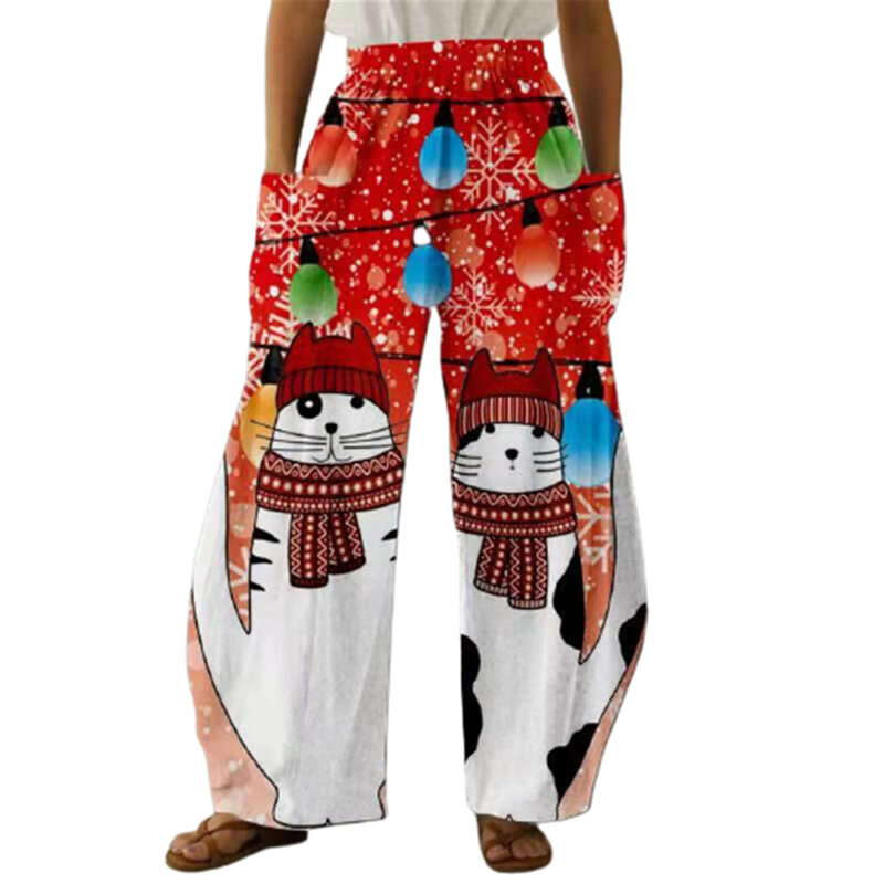 Винтажные повседневные свободные брюки с карманами для женщин и мужчин H9 с рождественской тематикой и принтом гномов