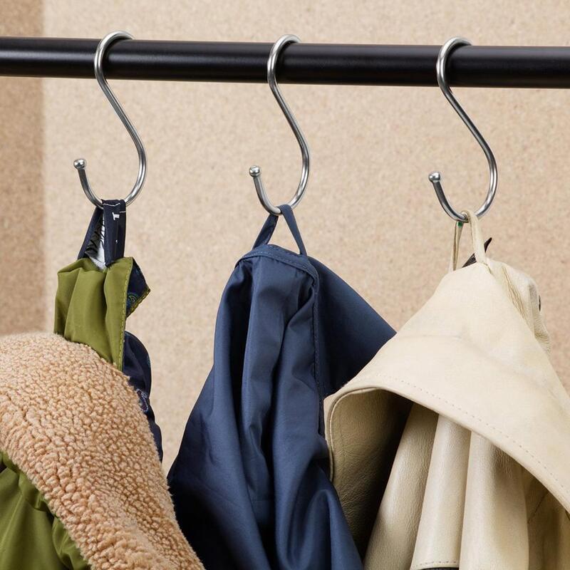 10 PCS Multi-use Stainless Steel Hook Hanging Hanger Storage Holders Multi-use Stainless Steel Hooks Household Essential