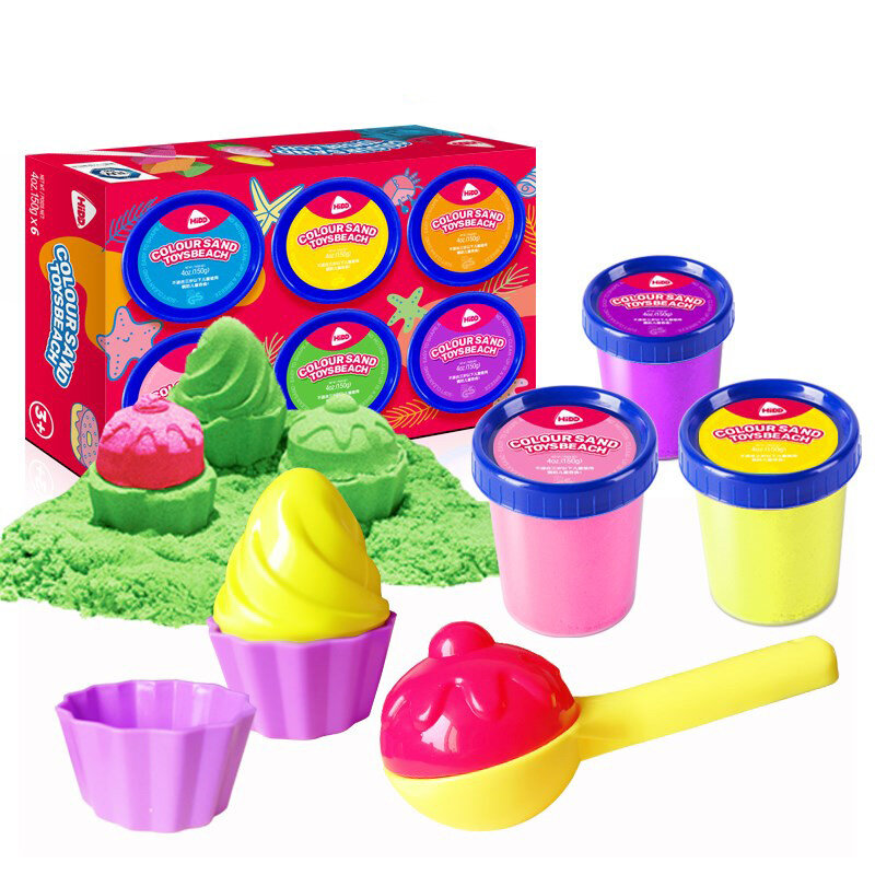 500g Soft Color Magic Sand DIY Squeezable Beach Sand Toy Kids No-toxic Flowing Building Sand with Tools Educational Toy