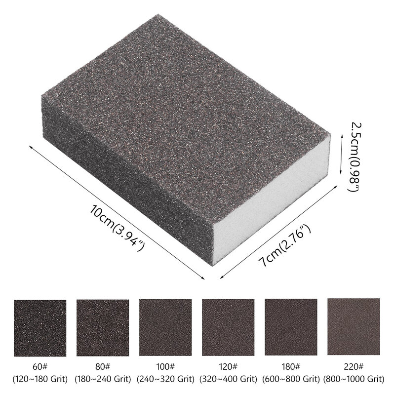 Three Types Polishing Sanding Sponge Block Pad Sandpaper Assorted Grit 60# 80# 100# 120# 180# 220# Grit For Metal Woodworking