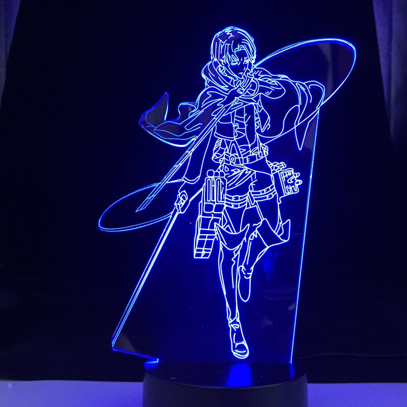 Lámpara LED de noche de ataque a los Titanes, luz Ackerman de Levi para decoración de dormitorio, regalo para niños, lámpara 3d de Anime