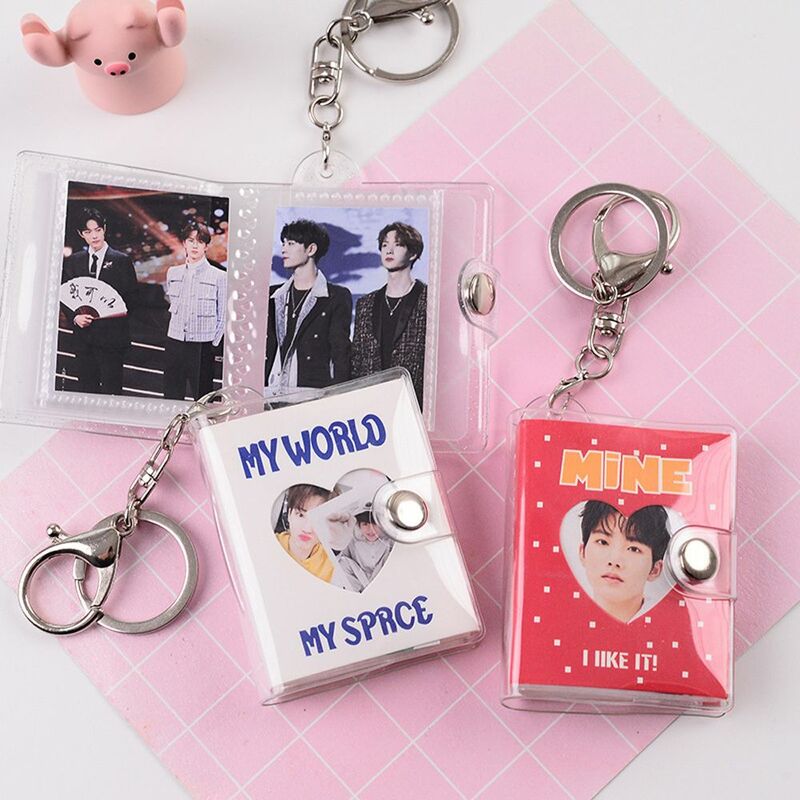 20 Mini Photo Album Keychain Small Instant Picture Albums Pendant ID Photo Storage Interstitial Pocket Keyring Lover Memory Gift