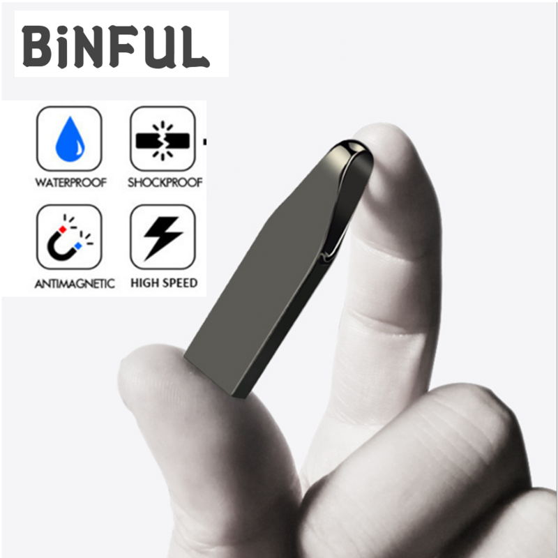 BiNFUL-Unidad Flash Usb 2,0 de Metal, Pendrive de alta velocidad, 4GB, 8GB, 16GB, 32GB, 64GB, 128GB, 256GB, 512GB