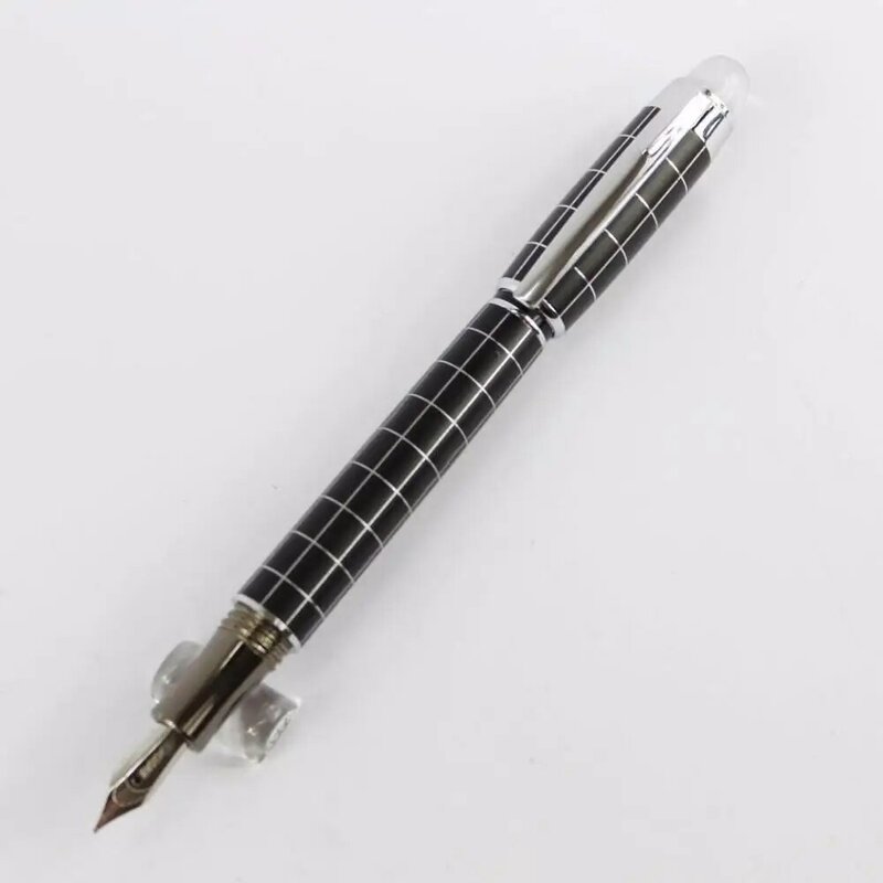 Baoer-Bolígrafo escolar de punta redonda y fina, elegante bolígrafo de línea cruzada negro y plateado, pluma estilográfica 79, punta de iridio, Cartucho convertidor de recarga