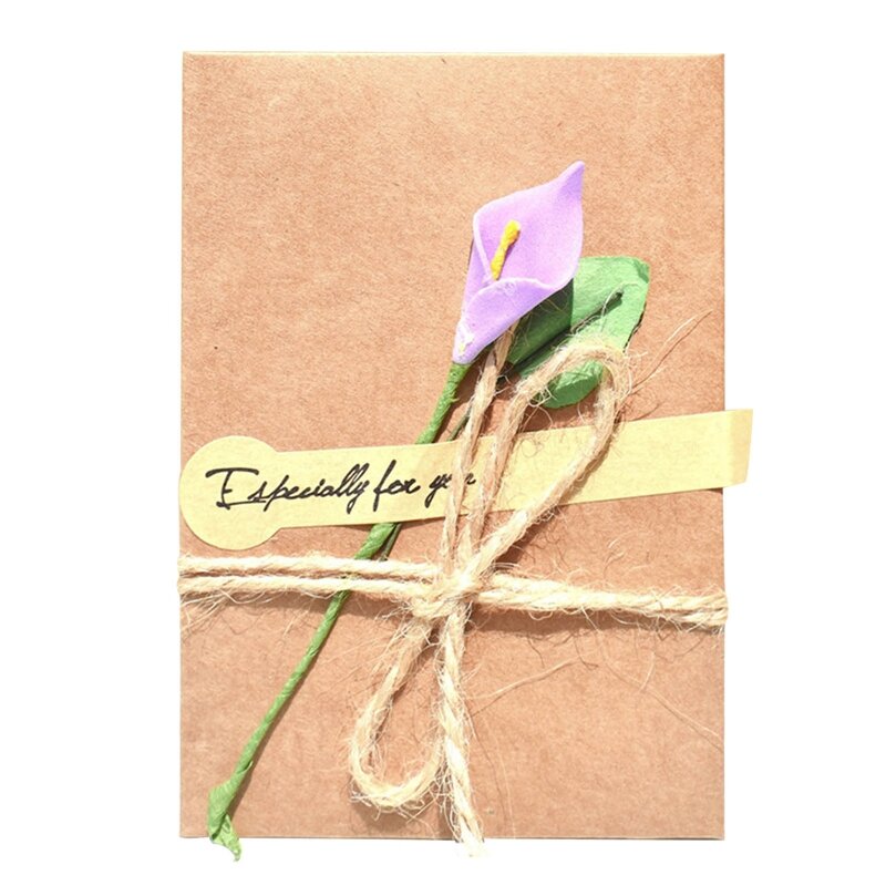 10Pcs 레트로 인사말 카드 DIY 수제 말린 꽃 추수 감사절 참고 생일 파티 카드