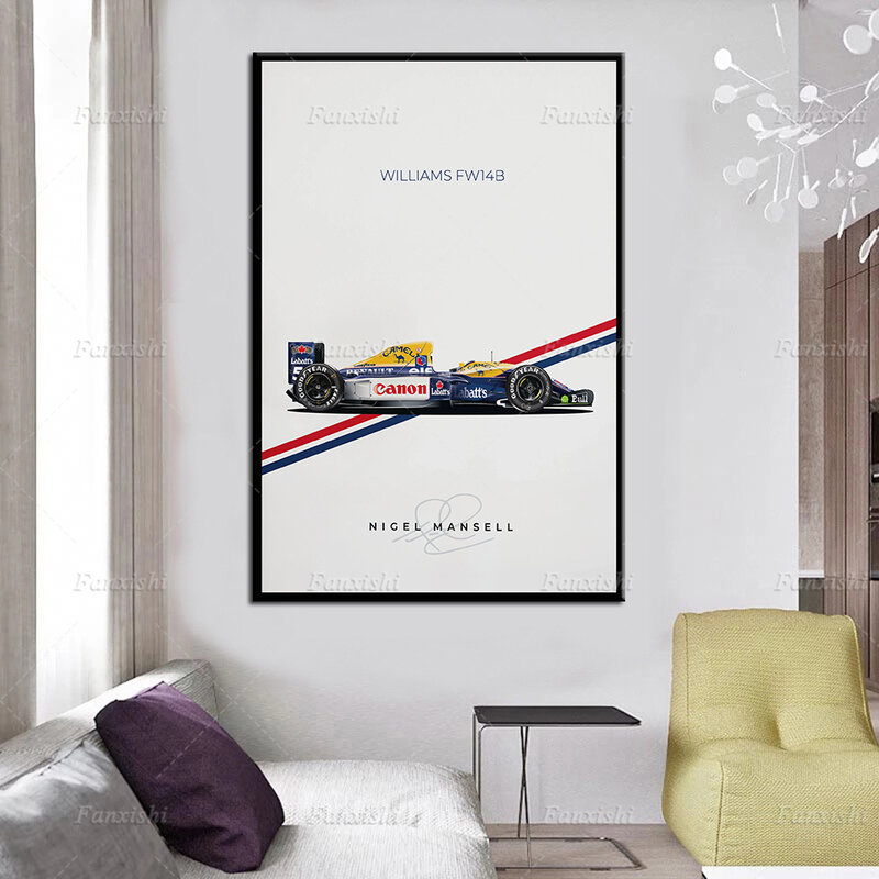 F1 автомобиль Уильямс FW14B Nigel Mansell-фотообои Искусство Холст Живопись Печать Hd модульные картины для дома офиса Декор подарок