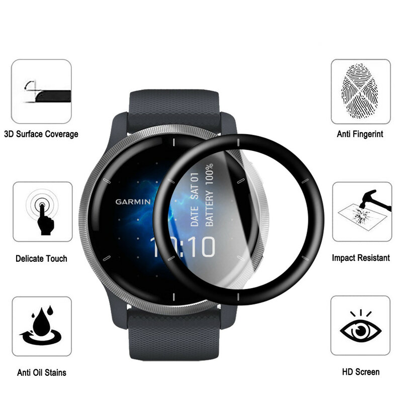 Pellicola protettiva per schermo composito curvo 3D per Garmin Venu 2/2S Smart Watch pellicola protettiva per schermo intero trasparente Ultra sottile HD