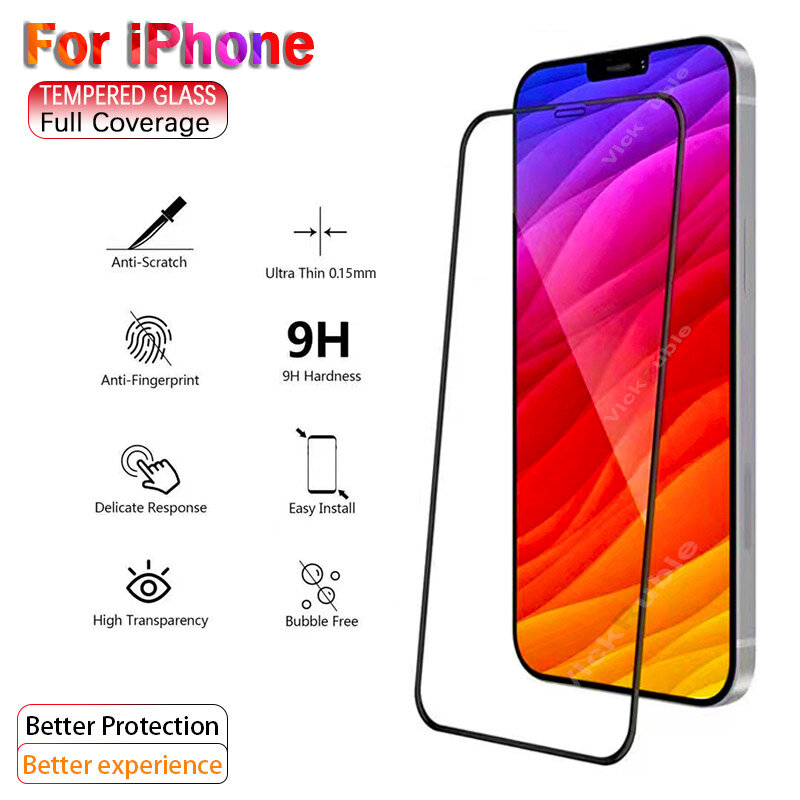Volledige Cover Gehard Glas Voor Iphone 11 12 13 Pro Max Screen Protector 11Pro 12Pro Max 13 12 Mini 6 7 8 Plus Xr Xs X 6 S Se 2020