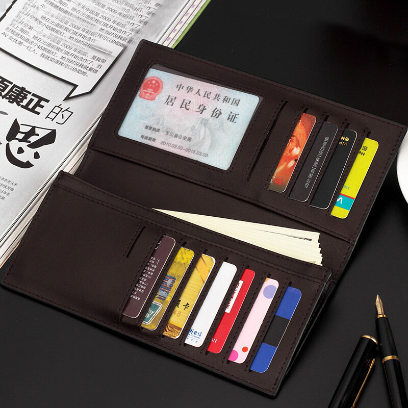 JIFANPAUL Ultra cienkie męskie koreańska wersja długi krzyż wzór osobowości portfel wielu kart duża pojemność wielofunkcyjny