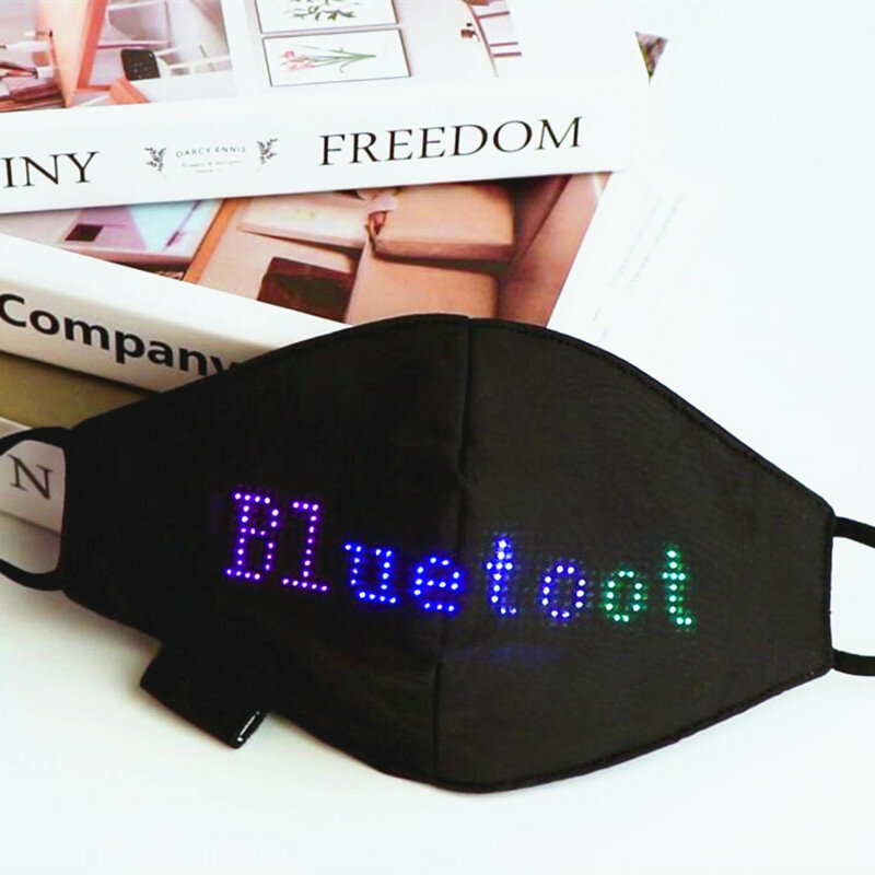 Masque LED Programmable Compatible Bluetooth 12*48, avec batterie intégrée, pour supermarché, fête, cadeaux de noël/Halloween