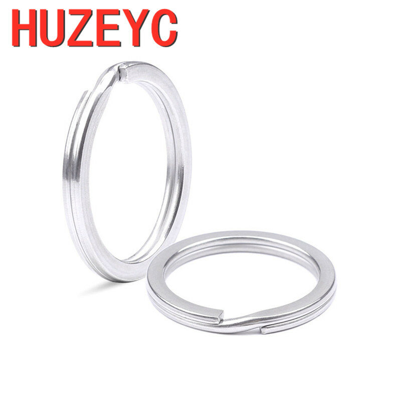 100pcs/Lot 304 Stainless Steel Key Ring Polished Steel Color Keyring Hole Key Chain Round Split Keychain Wholesale DIY Jewelry