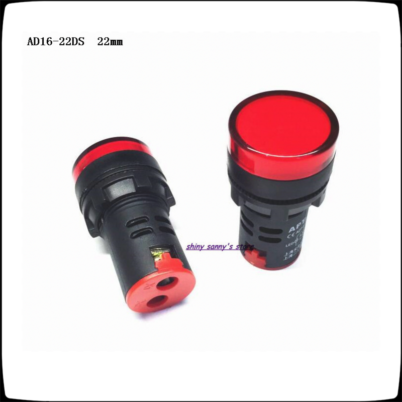 5 AD16-22D/S 22mm rosso AC/DC 12V,24V,36V,110V, AC220V LED indicatore di potenza lampada spia