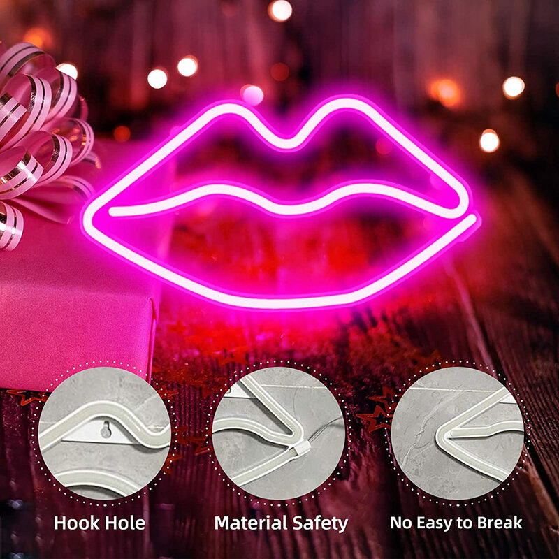 Lip Neon Sign Battery And Usb Dual Powered Led Neon Light Wedding Party Home Room Decor Wall Decoration Lamp