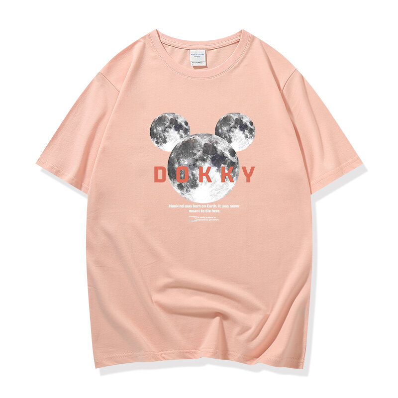 Camiseta negra de estilo coreano de Disney para mujer, blusa holgada de manga corta con estampado de Mickey Chic, ropa Harajuku para mujer